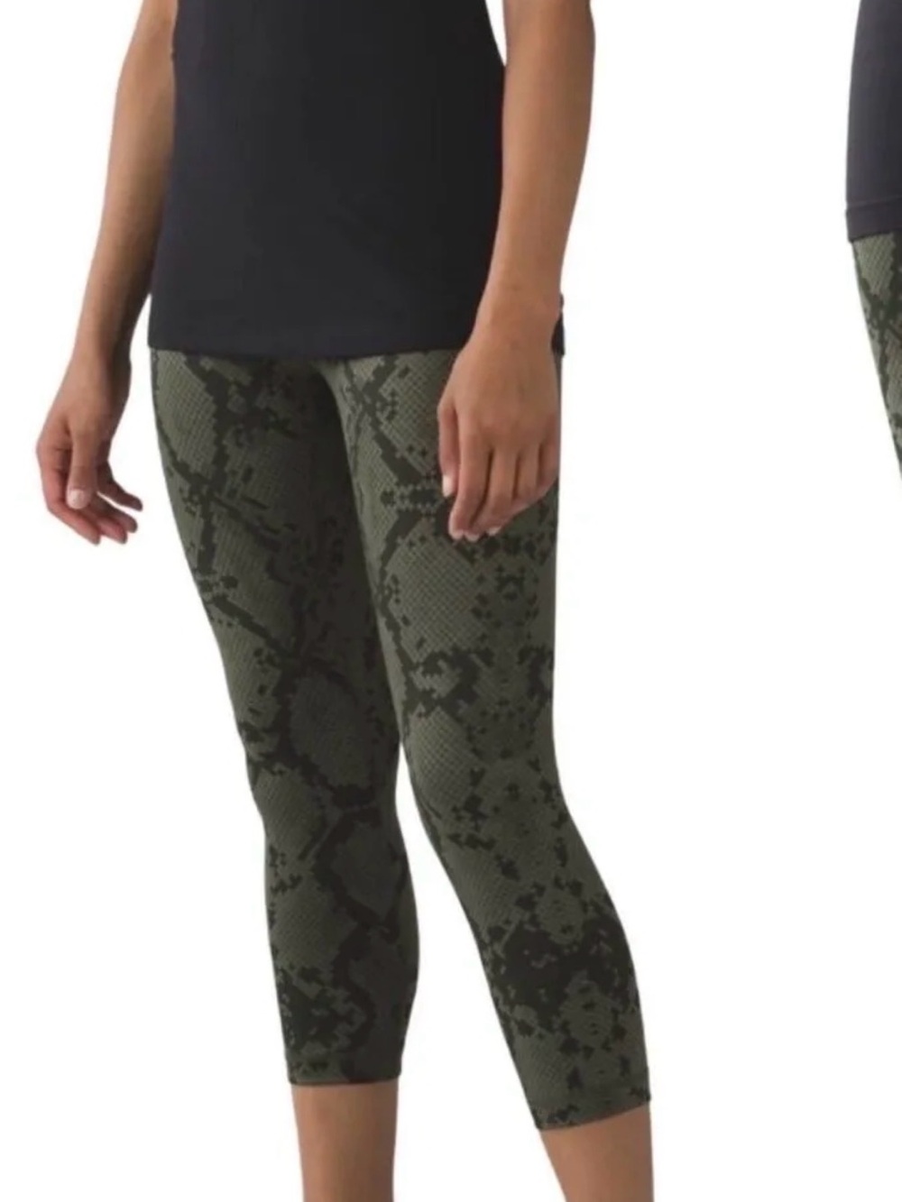 lululemon athletica Olive Snake-Print Capri Leggings